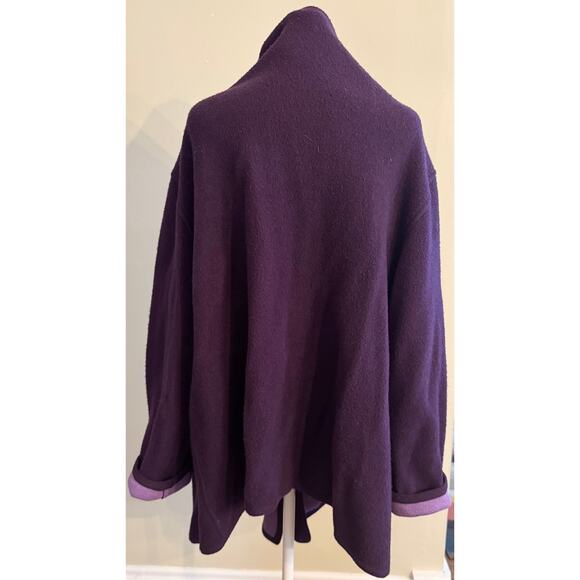 Lambswool Doubleface Cape Jacket Shacket Open Cardigan Purple Size XL - Picture 4 of 6